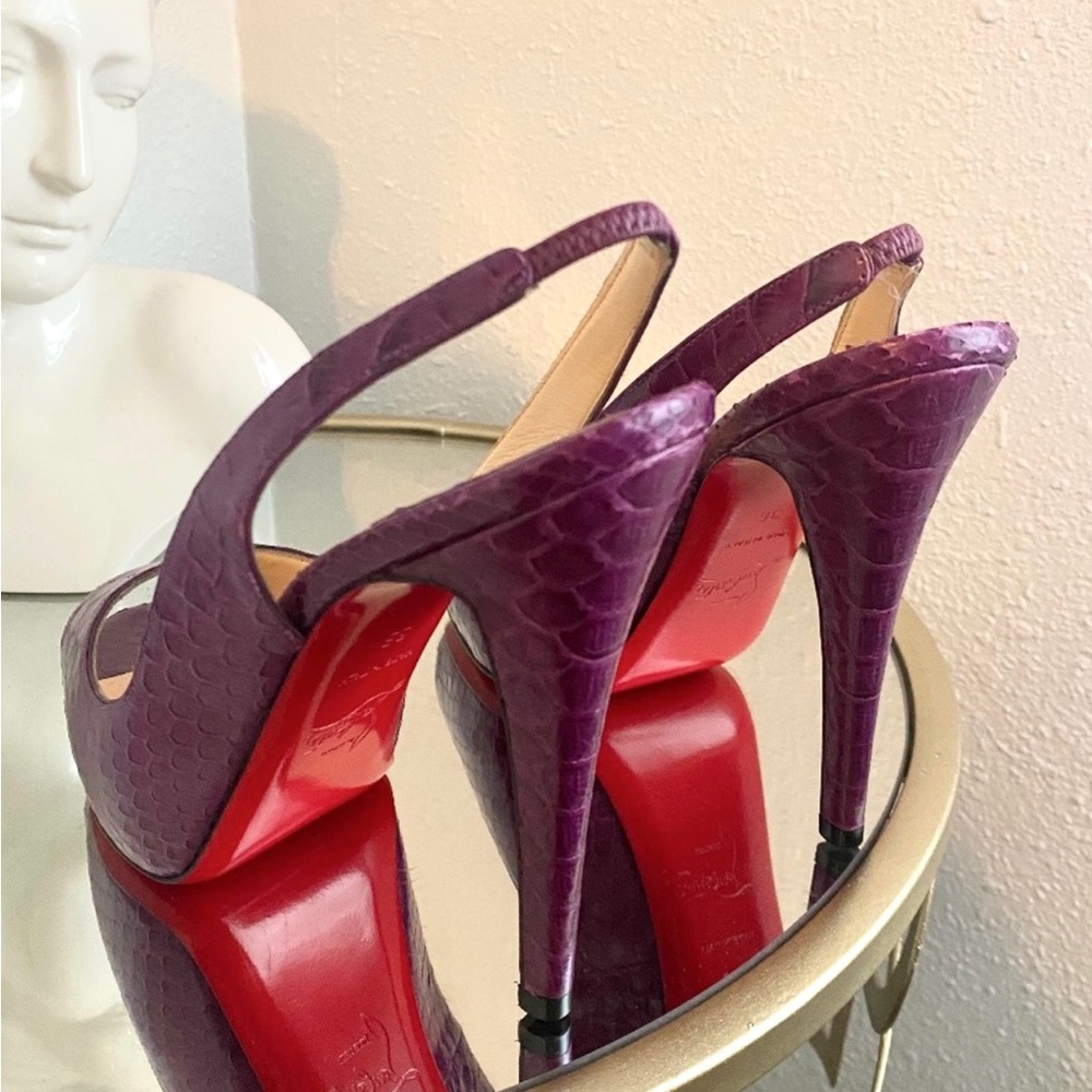 Christian Louboutin “No Prive” Python - Purple Slingback Sandal Pump Heel - Picture 5 of 14